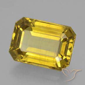 Apatite Jaune foncé naturelle Octogone / coupe Émeraude, 10.57 ct, VS