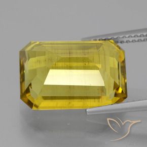 Apatite Jaune foncé naturelle Octogone / coupe Émeraude, 10.57 ct, VS