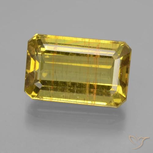8.59ct Naturel Jaune automnal Apatite, Taille émeraude, VS