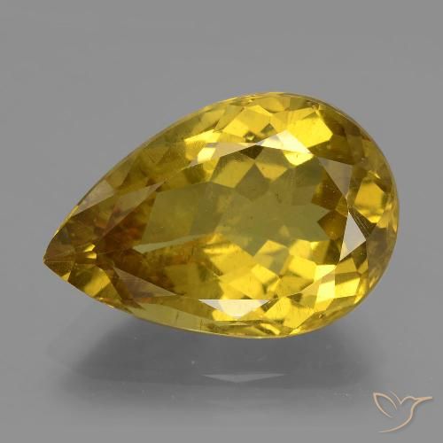 11.87ct Naturel Doré jaunâtre Apatite, En forme de poire, VS