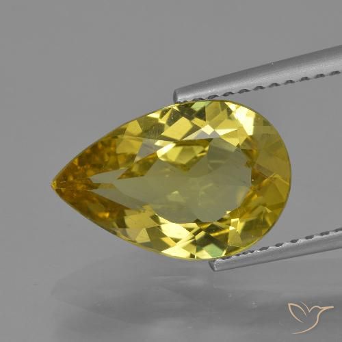 Apatite Jaune Dijon naturelle En forme de poire, 3.32 ct, VS