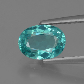 Apatite bleue naturelle coupe ovale, 1,14 ct, VVS-VS
