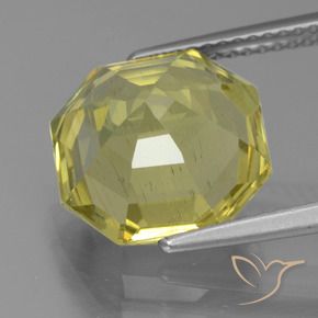 Apatite Jaune maïs léger naturelle Octogone / coupe Émeraude, 7.08 ct, VS