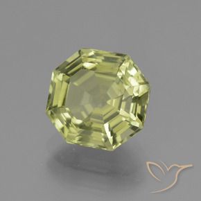 Apatite Vert jaunâtre naturelle Octogone / coupe Émeraude, 3.31 ct, VS