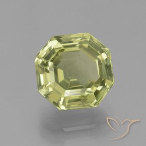Apatite Vert jaunâtre naturelle Octogone / coupe Émeraude, 3.86 ct, VS