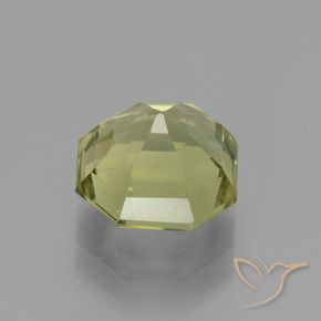 Apatite Vert jaunâtre naturelle Octogone / coupe Émeraude, 3.86 ct, VS