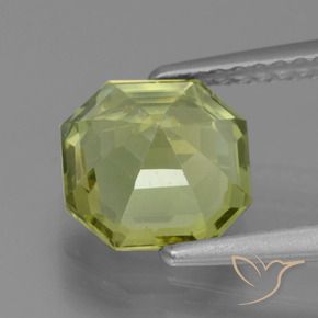 Apatite Vert jaunâtre naturelle Octogone / coupe Émeraude, 1.91 ct, VS