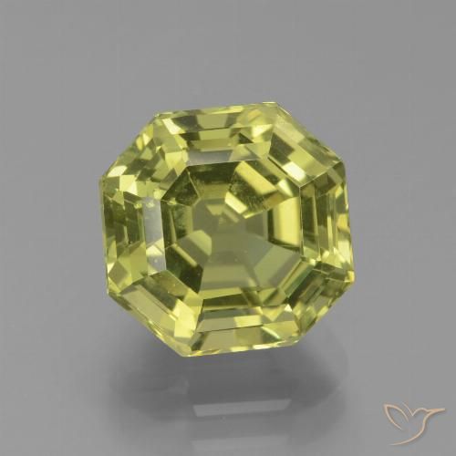 4.64ct Naturel Jaune moyen Apatite, Taille émeraude, VS