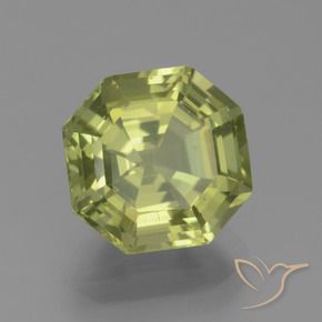 Apatite Vert jaunâtre naturelle Octogone / coupe Émeraude, 4.58 ct, VS