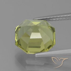 Apatite Vert jaunâtre naturelle Octogone / coupe Émeraude, 4.58 ct, VS