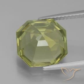 Apatite Vert jaunâtre naturelle Octogone / coupe Émeraude, 6.27 ct, VVS-VS