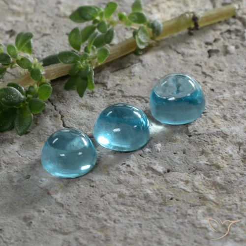 1.51ctw Naturel Bleu aquatique Apatite, Tour, Transparent
