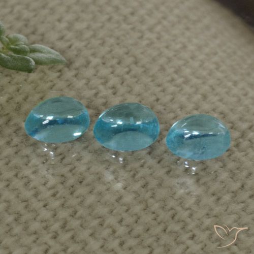 1.02ctw Naturel Bleu Apatite, ovale, Transparent