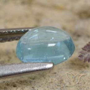 Apatite Bleu-vert léger naturelle ovale, 0.84 ct, Transparent
