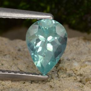 Apatite Bleu-vert intense naturelle En forme de poire, 1.15 ct, VS
