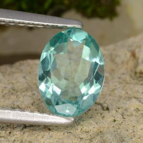 Apatite turquoise naturelle coupe ovale, 1,34 ct, VS