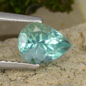 Apatite Bleu-vert intense naturelle En forme de poire, 1.34 ct, VS