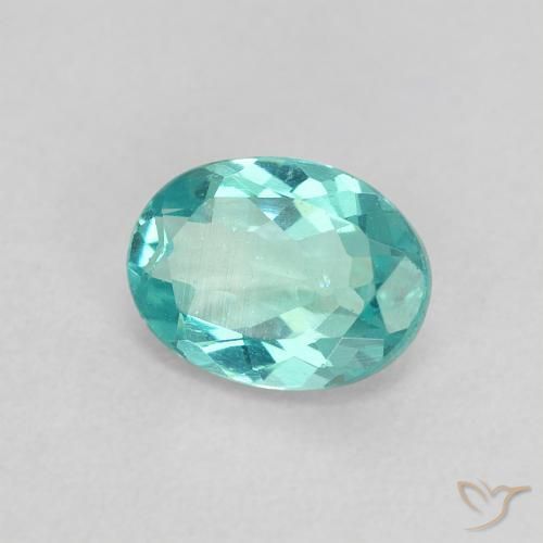 Apatite Vert bleu vif naturelle ovale, 0.81 ct, VS