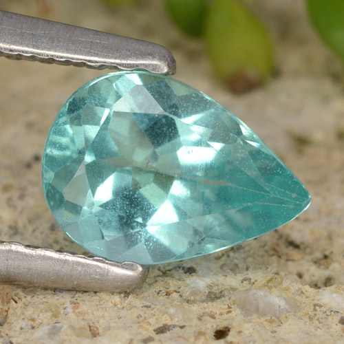 Apatite turquoise naturelle en forme de poire, 0,72 ct, VS