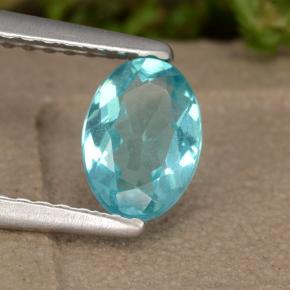Apatite turquoise naturelle coupe ovale, 0,72 ct, VS