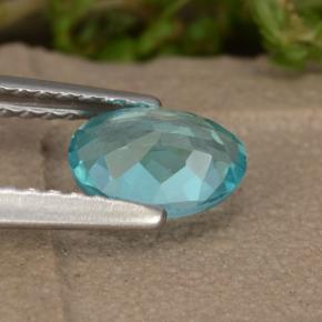 Apatite turquoise naturelle coupe ovale, 0,72 ct, VS