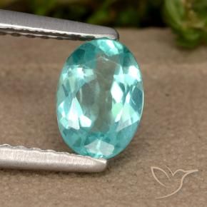 Apatite turquoise naturelle coupe ovale, 0,87 ct, VS