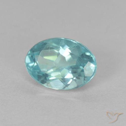 Apatite Vert bleuâtre naturelle ovale, 0.91 ct, VS