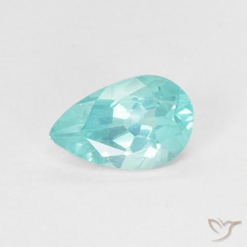 Apatite Bleu-vert intense naturelle En forme de poire, 0.92 ct, VS