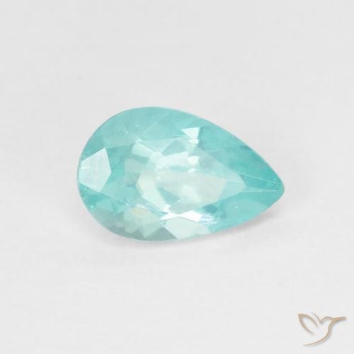 Apatite Bleu-vert intense naturelle En forme de poire, 0.92 ct, VS
