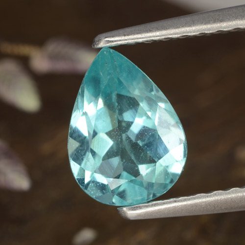 Apatite turquoise naturelle en forme de poire, 0,97 ct, VS