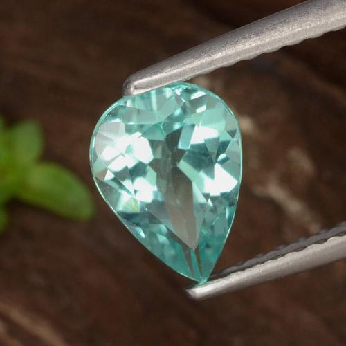Apatite Bleu Vert Électrique naturelle En forme de poire, 1.02 ct, VS