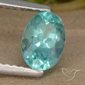 Apatite Vert bleu vif naturelle ovale, 0.87 ct, VS