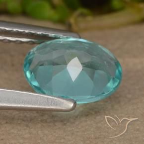 Apatite Vert bleu vif naturelle ovale, 0.87 ct, VS