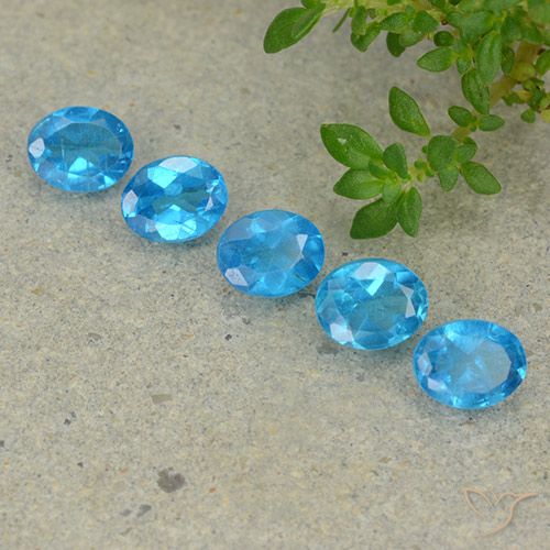 1.66ctw Naturel Azur profond Apatite, ovale, VS