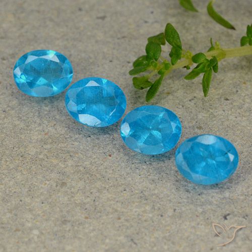 1.54ctw Naturel Bleu moyen Apatite, ovale, VS