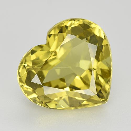 Apatite jaune naturelle forme de coeur, 6,12 ct, VVS-VS