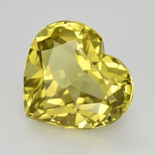 Apatite jaune naturelle forme de coeur, 6,12 ct, VVS-VS