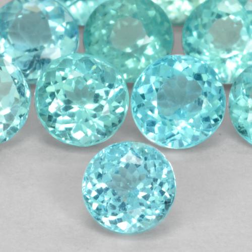 Apatite Vert bleu vif naturelle Coupe roude, 0.41 ct, VS-SI