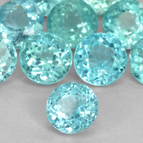 Apatite Vert bleu vif naturelle Coupe roude, 0.41 ct, VS-SI