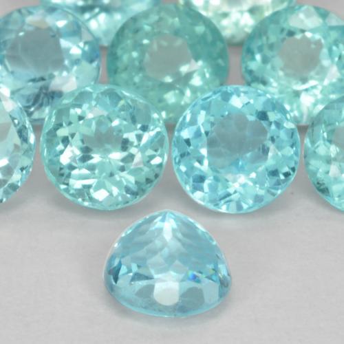 Apatite Vert bleu vif naturelle Coupe roude, 0.41 ct, VS-SI