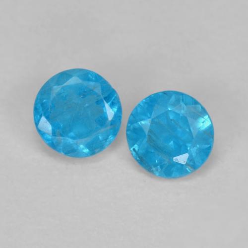 Achetez naturel 0.37ct Bleu intense Apatite gems, Coupe roude, En provenance Madagascar chez GemSelect. En stock, livraison internationale!