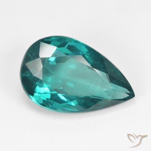 Apatite Sarcelle noir naturelle En forme de poire, 6.94 ct, VS