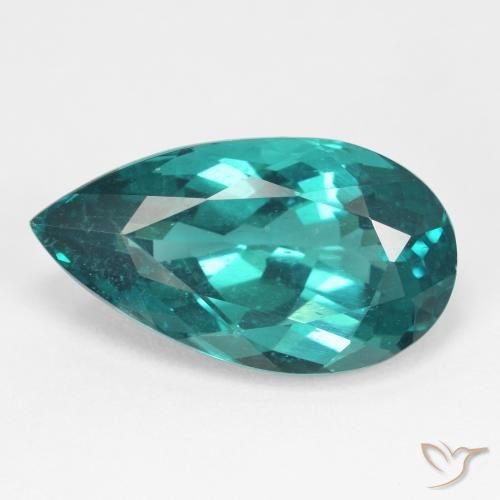 8.62ct Naturel Bleu vert foncé Apatite, En forme de poire, VS