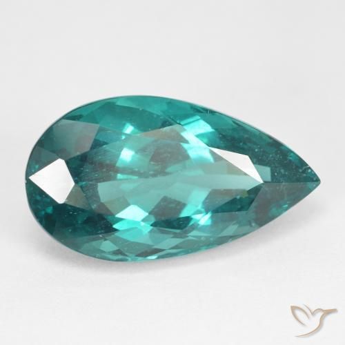 Apatite Bleu vert foncé naturelle En forme de poire, 8.62 ct, VS