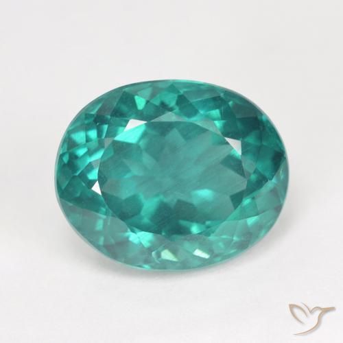 7.14ct Naturel Bleu vert foncé Apatite, ovale, VS