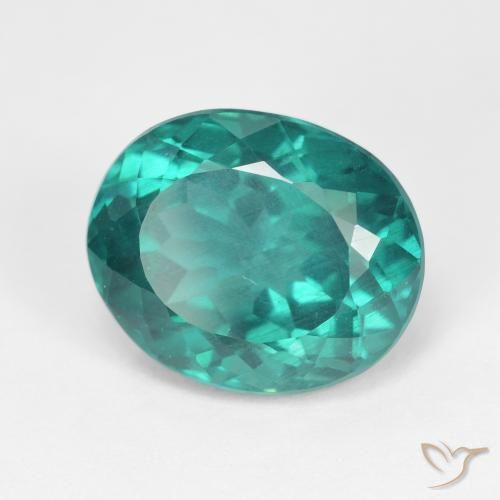 Apatite Bleu vert foncé naturelle ovale, 7.14 ct, VS