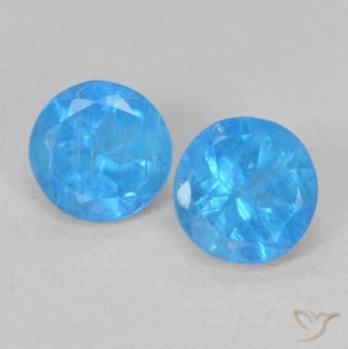 0.38ctw Naturel Bleu bébé profond Apatite, Tour, VS