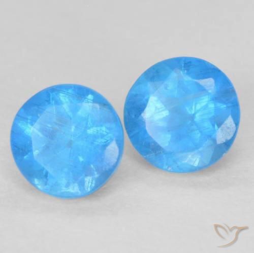 0.40ctw Naturel Bleu bébé profond Apatite, Tour, VS-SI