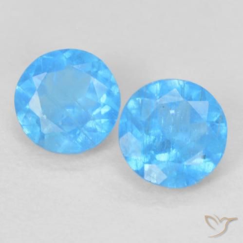 0.35ctw Naturel Bleu azur profond Apatite, Tour, VS-SI