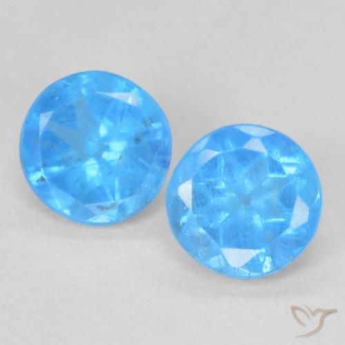 0.36ctw Naturel Azur profond Apatite, Tour, VS-SI
